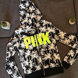 VS Pink Palm Tree Zip Up Hoodie